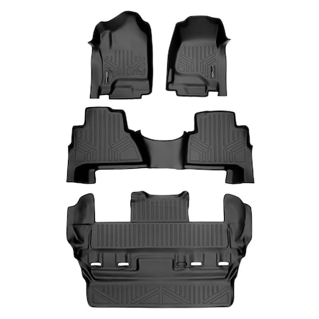 Smartliner SA0136-B0163-C0153 Custom Fit 3 Row Floor Mats Liner Set for 2015-2020 Cadillac Escalade, Black SA0136/B0163/C0153